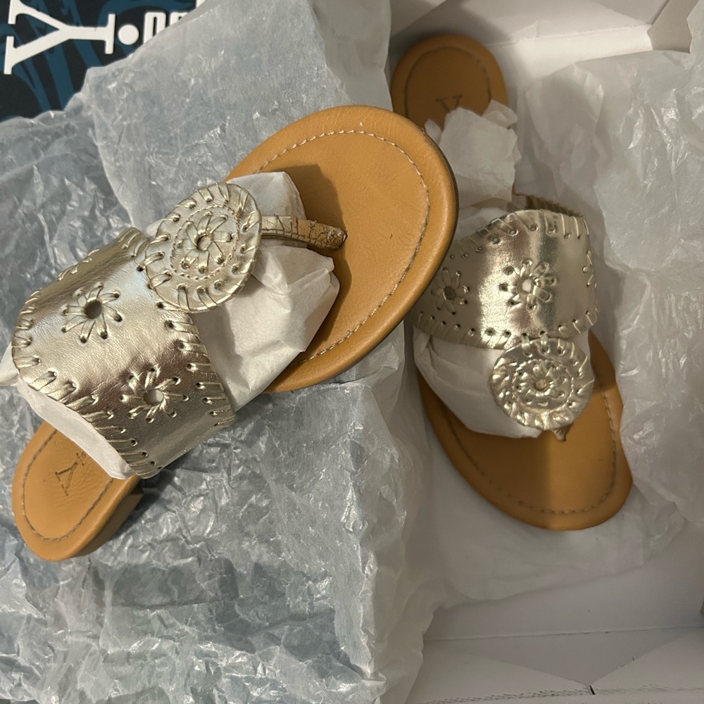 Gold Embellished Women's Sandals - Picture 2 of 4